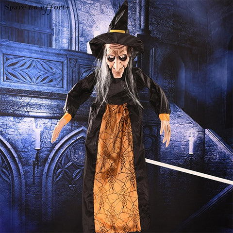 Image of Halloween Hanging Witch, Haunted House Props With Voice Induction - JustPeri - Drive Your Destiny