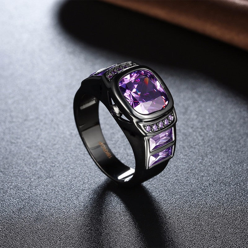 Crystal Black-Gold Rings, Women Fashion Jewelry - JustPeri - Drive Your Destiny