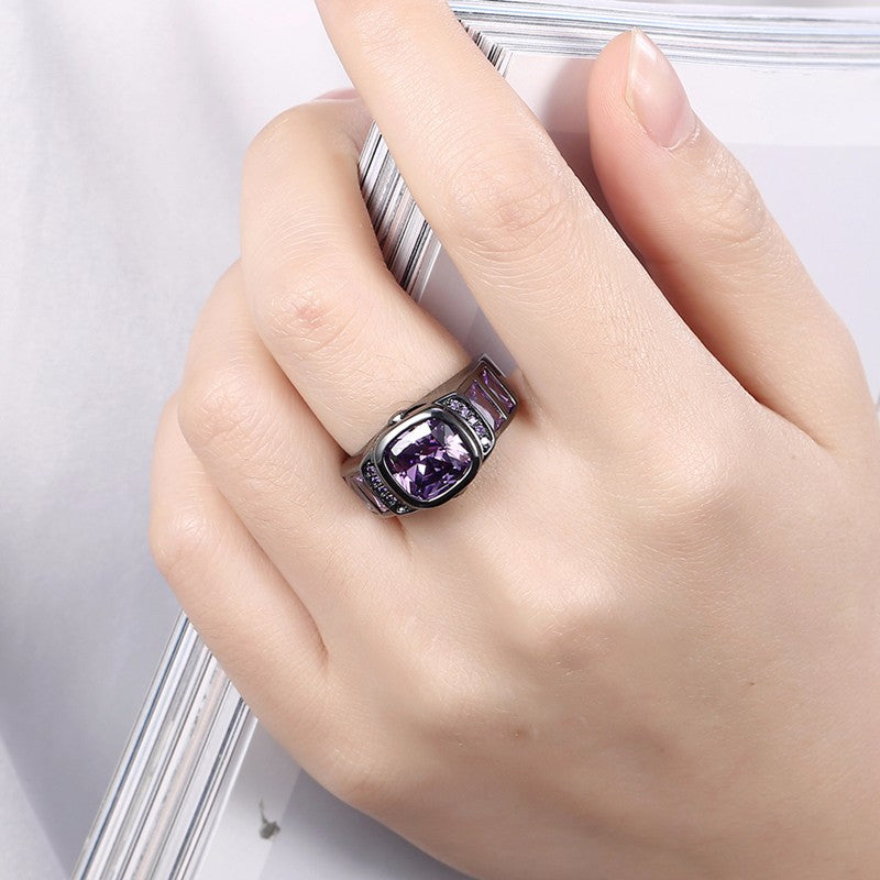 Crystal Black-Gold Rings, Women Fashion Jewelry - JustPeri - Drive Your Destiny